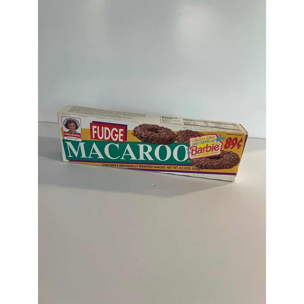 Vintage Little Debbie Promotional Barbie Fudge Macaroo Box 1994 JL